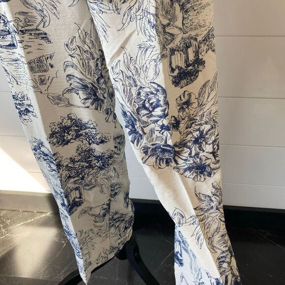 HAVER & BLAIR (NWT) Woven Wide Leg Pull On Crop Pants, BLU/WHT - NWT - Picture 4 of 10